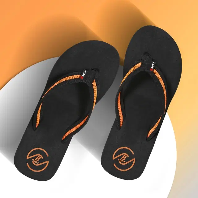 Flip-Flops for Women (Orange & Black, 5)