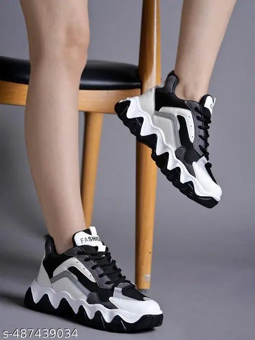 Solid Mesh Sneakers for Women (Multicolor, IND-5)