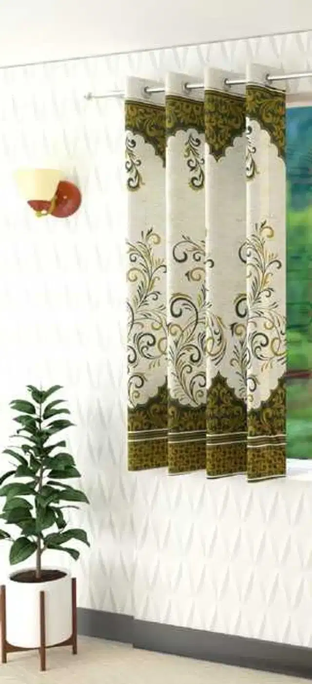 Window Curtain, Green, 4X5 Feet