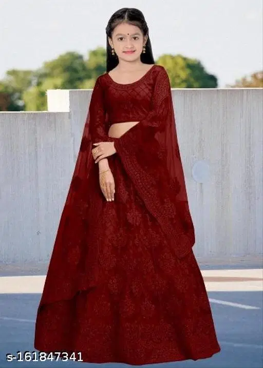 Lehenga Choli for Women (Maroon, 12-13 Years)
