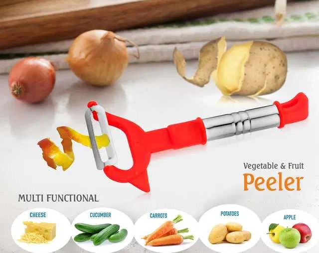 Brodees Stainless Steel Vegetable Peeler With SS & PP Handle, Pack Of 1, Red, RI-4