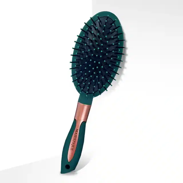 Majestique Detangling Brush for Curly Hair, Velvet Green, Pack of 1, B-63