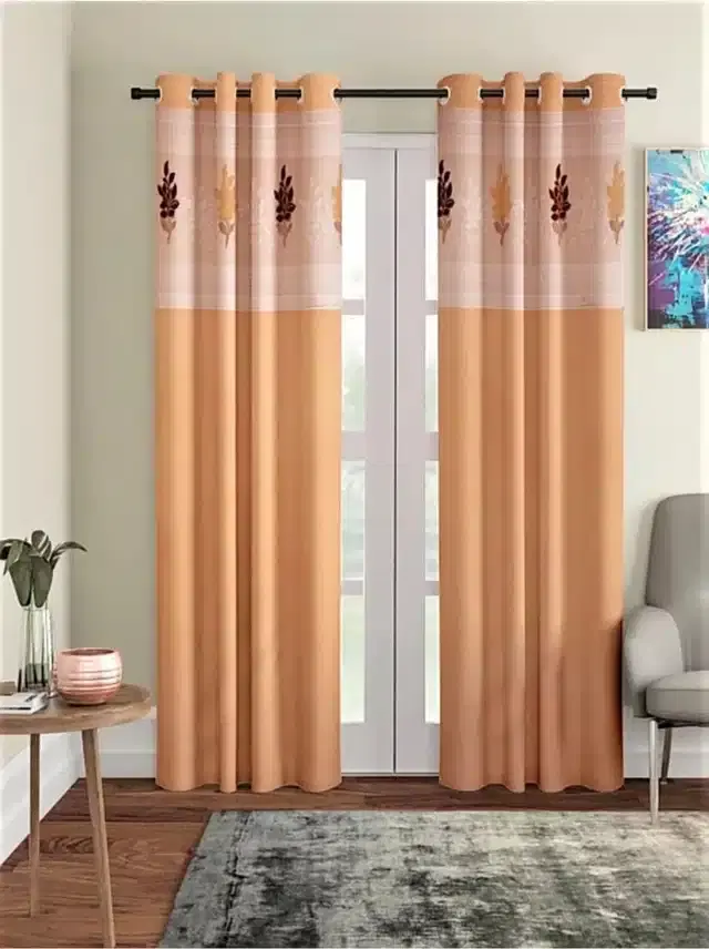 Long Crush Door & Window Curtains, Pack of 2, Gold, 5 feet