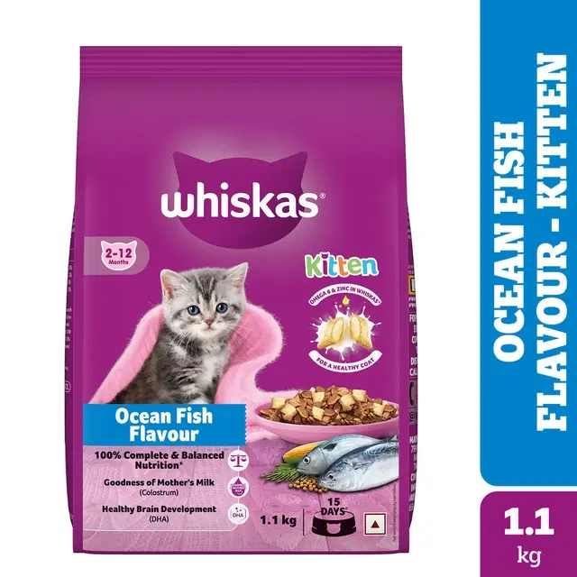 Whiskas Ocean Fish Kitten/Mother and Baby Cat Dry Food, 1.1KG