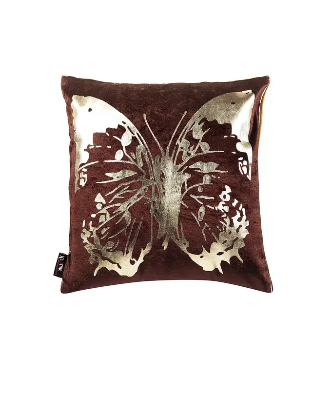 Cotton Cushion Cover, Brown, 16x16 inches