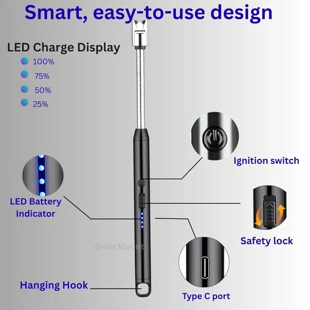 Type-C Rechargeable Electric Lighters for Kitchen,Multicolour