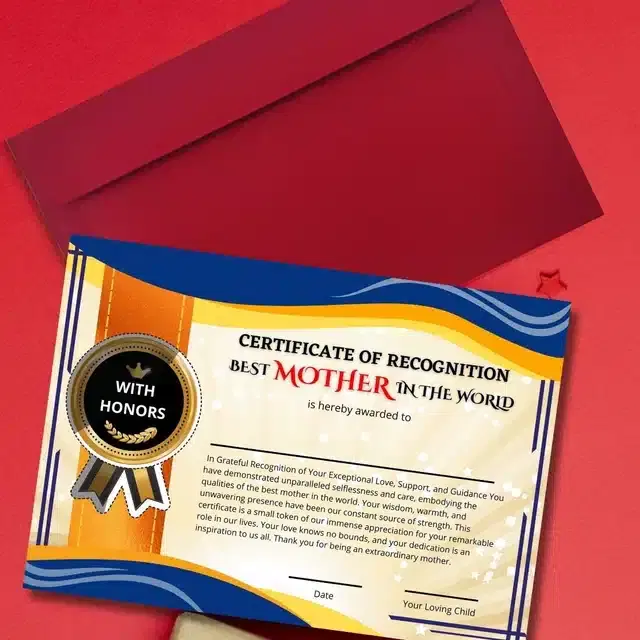 Best Mother Certificate, Multicolor