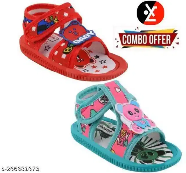 Sandals for Kids, Set of 2 (Red & Sky Blue, 18-24 Months)