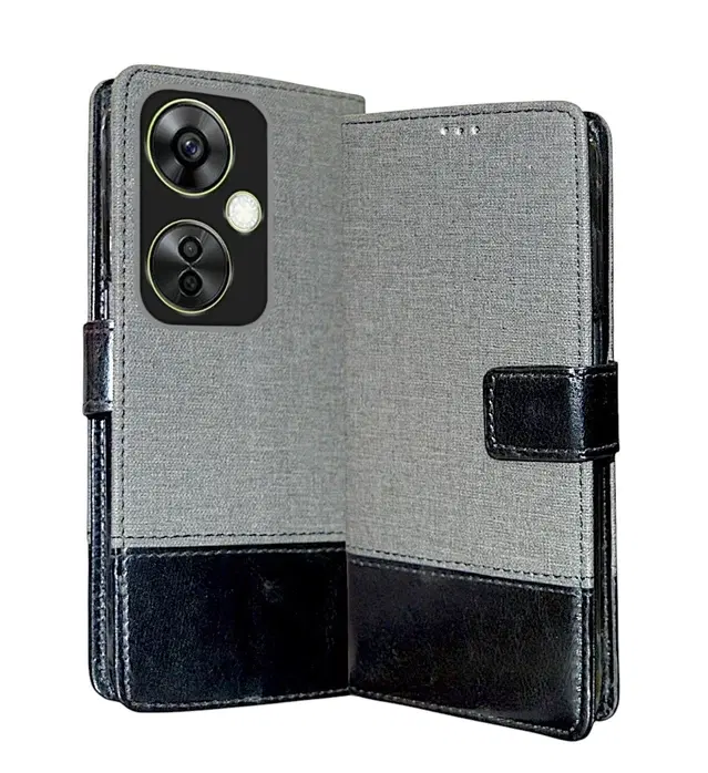 Artificial Leather Flip Cover For Oneplus Nord Ce3 Lite 5G, Grey