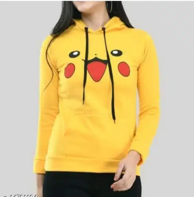 Fleece Hoodie for Women (Yellow, M)