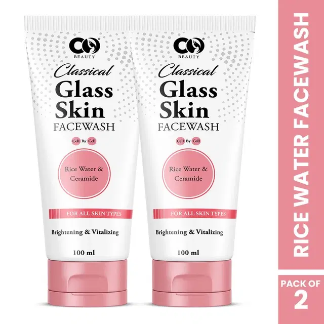 CO Beauty Classical Glass Skin Rice Water & Ceramide Face Wash, 100 ml, Pack of 2