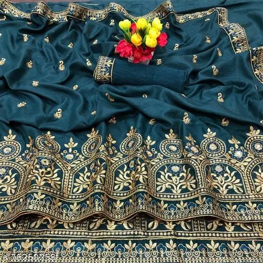 Beautiful Saree for Women (Teal)