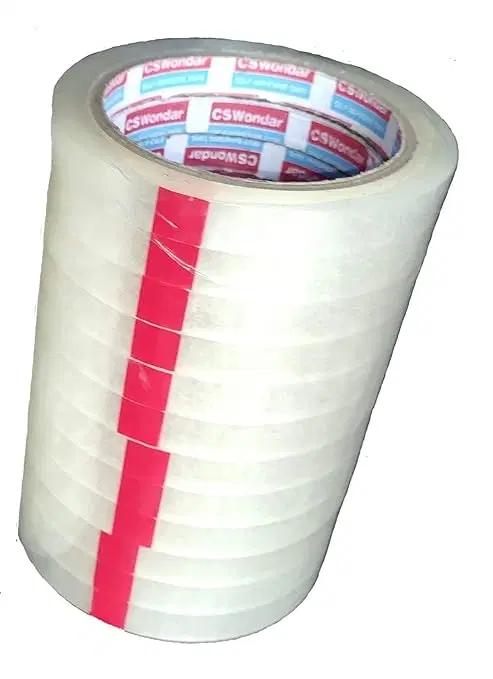 BOPP Single Sided Cello Tape, Pack of 12 5 inch or 12mm x 50 meters -Transparent
