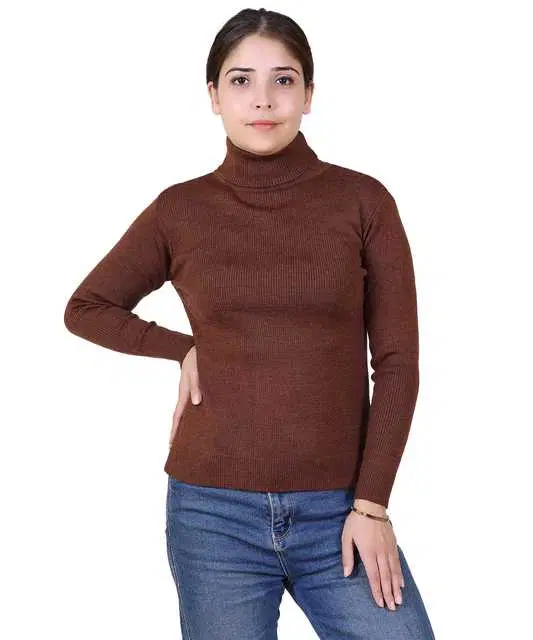 Women's Full Sleeves Sweater (Brown, M) (M381)
