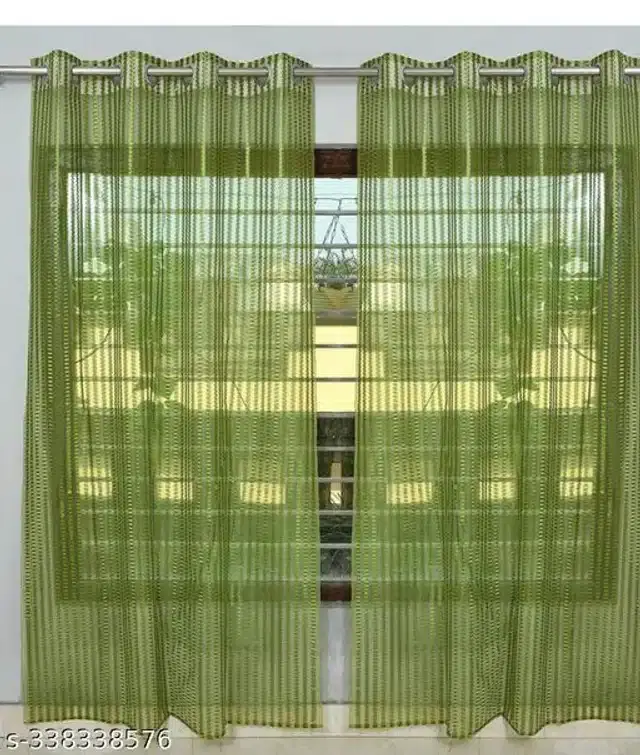 Polyester Curtain for Door, Green, 7 Feet