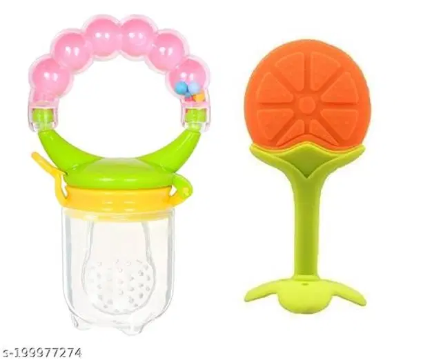 Fruit Nibbler with Teether for Baby, Multicolor, Set of 2