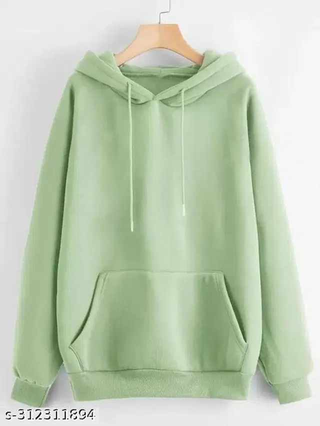 Fleece Hoodie for Women (Green, M)