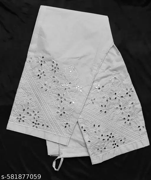 Cotton Solid Pant for Women, White (S)