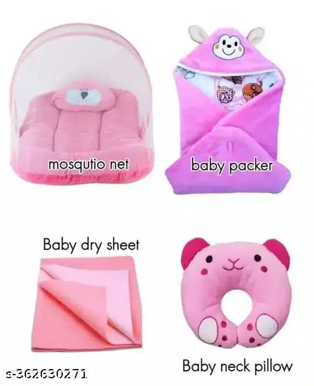 Combo of Baby Sleeping Set, Pink, Set of 4