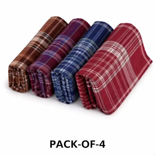 Cotton Hankey For Men ,Multicolour, Pack of 4