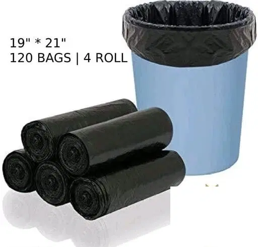 Disposable Garbage Bags, Black, 19x21 inches, 30 Pcs in 1 Roll, Pack of 4 Rolls
