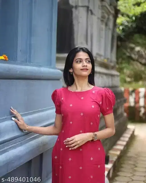 Womens Kurtis Pink Rayon(M)