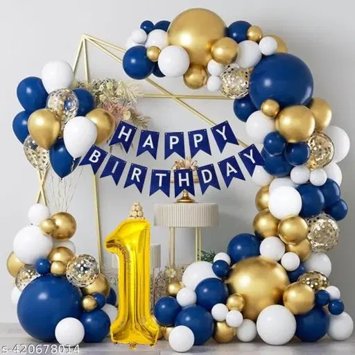 50 Pcs 1st Birthday Decoration Kit for Boys & Girls, Multicolour, Set of 1