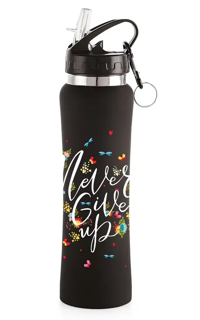 Stainless Steel Sipper Water Bottle, Black, 750 ml