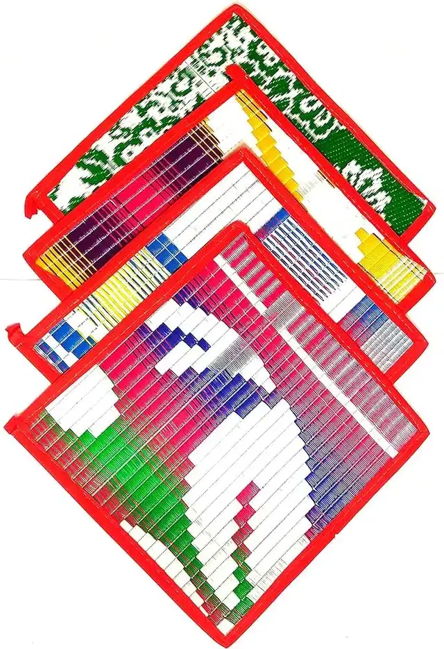 Nylon Pooja Mat, Multicolor, 16x18 inches, Pack of 4