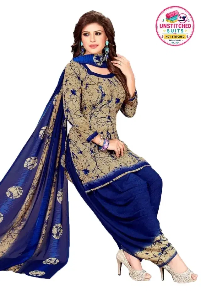 Yashika Unstitched Crepe Salwar Suit Material (Blue) (Y-237)