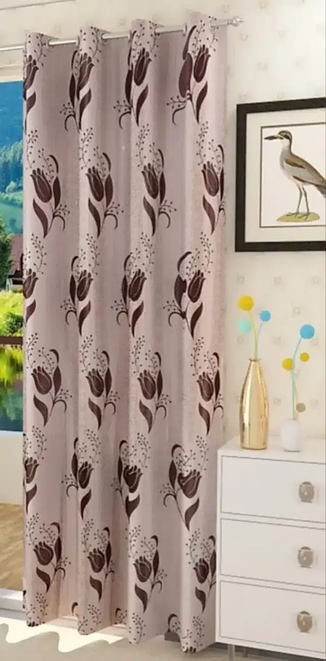 Window Curtains, Pack of 2, Brown, 4x5 feet