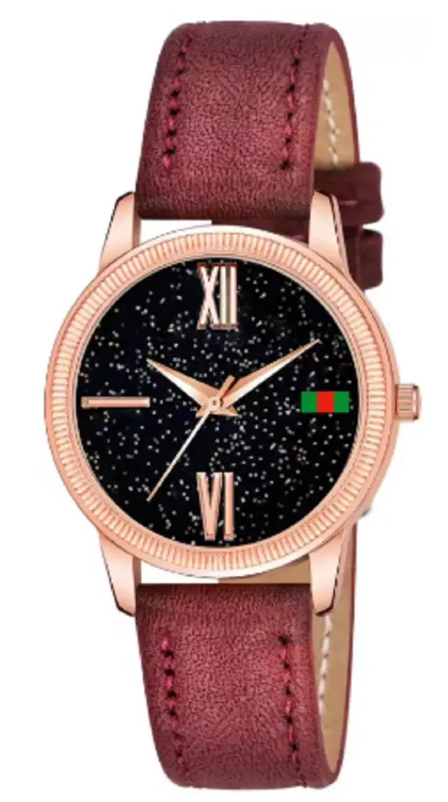 Leather Strap Analog Watch for Women & Girls (Multicolor)