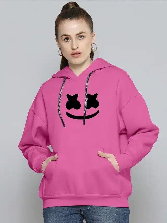 Hooded Sweatshirt for Girls (Pink, S)