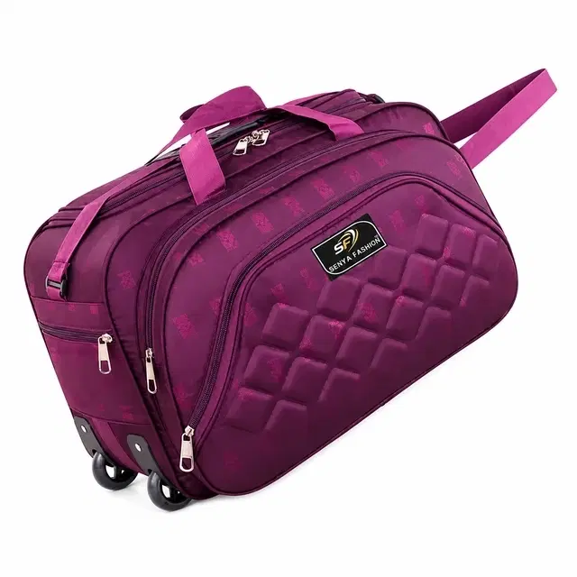 Polyester Trolley Duffel Bag, Purple [62 L]