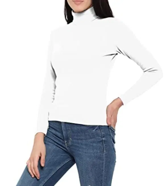 Women's Woollen High Neck Innerwear Thermal Top, White (M)