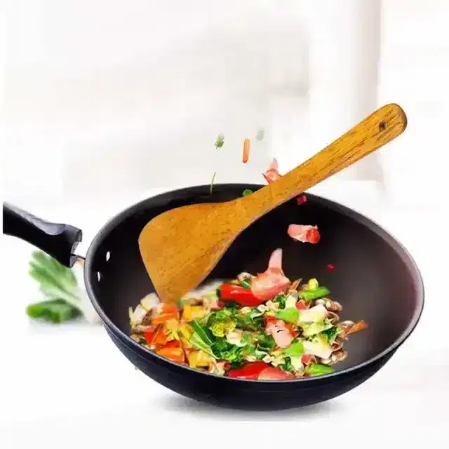 Pallavi Trading Healthy And Natural Wood Corner Spatula Spoon Scraper Easy Flips, Pack Of 2