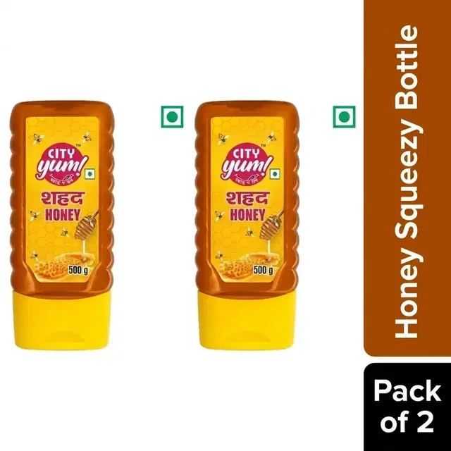City Yum Honey Squeezy Bottle 2X500 g (Pack of 2)