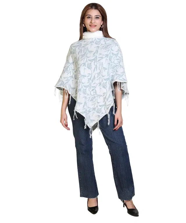 Woolen Self-Design Ponchos for Women (Multicolor, XXL)