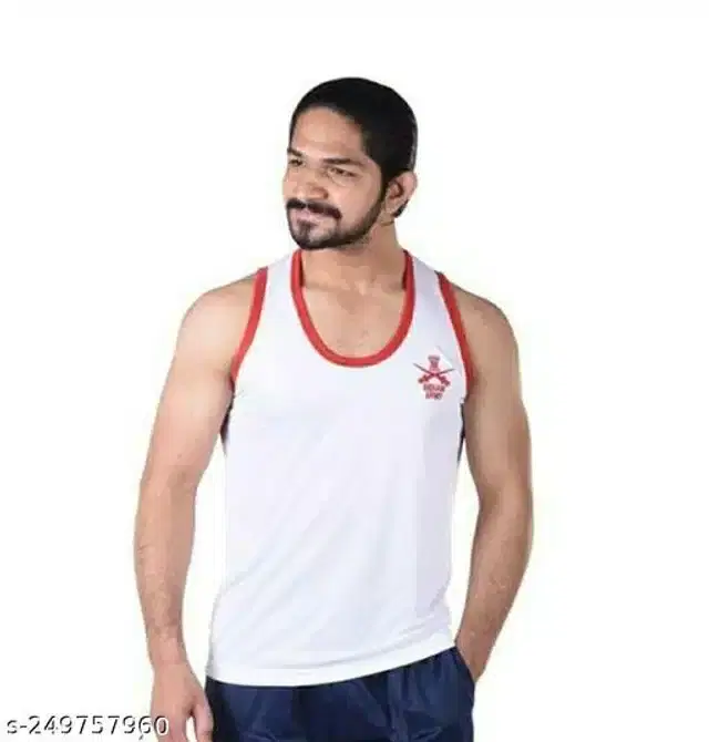Cotton Vest for Men (White, L)