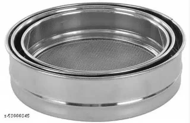 Stainless Steel Sieves, Silver, Pack of 3