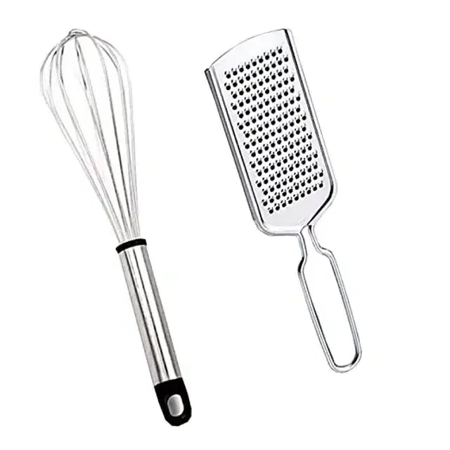 Combo of Steel Whisk & Grater, Multicolor, Pack of 2