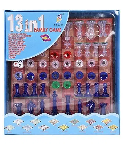 13-in-1 Magnetic Ludo Chess Snacks and Ladders Game Set, Multicolor, Pack of 1