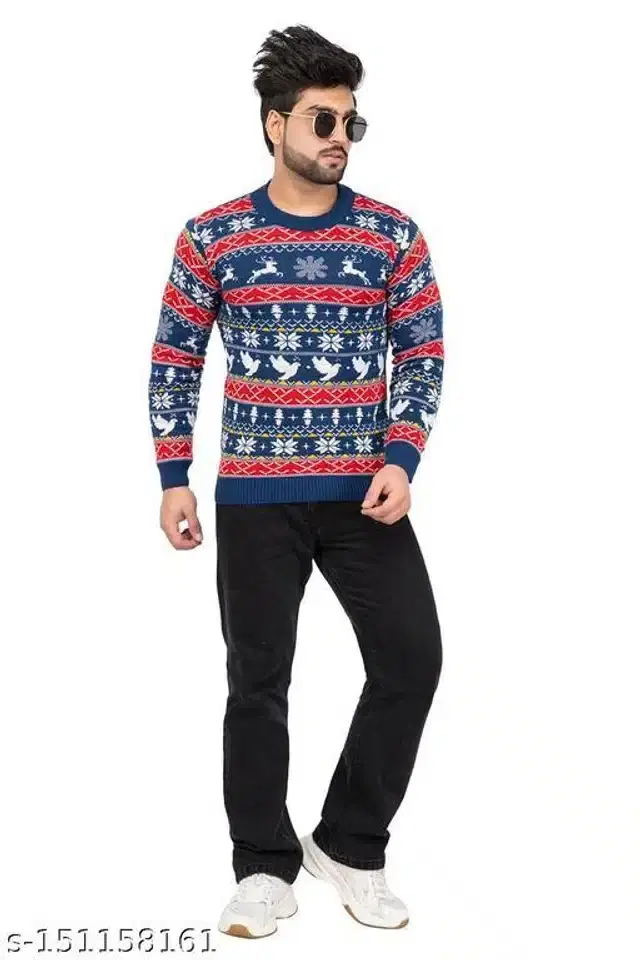 Acrylic Sweater for Men (Purple, M)