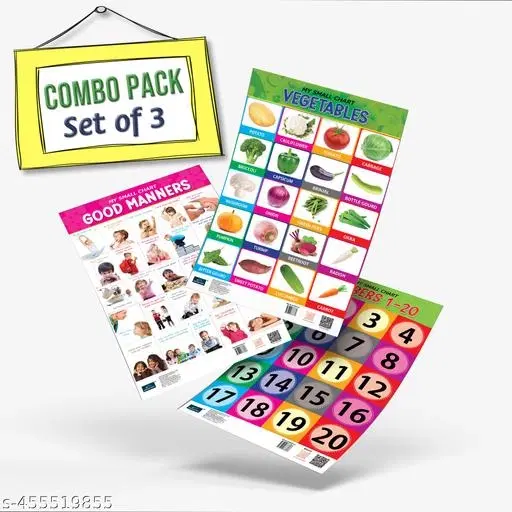 Bookford Publications My small chart Numbers, Good Manners & Vegetables (Set of 3)