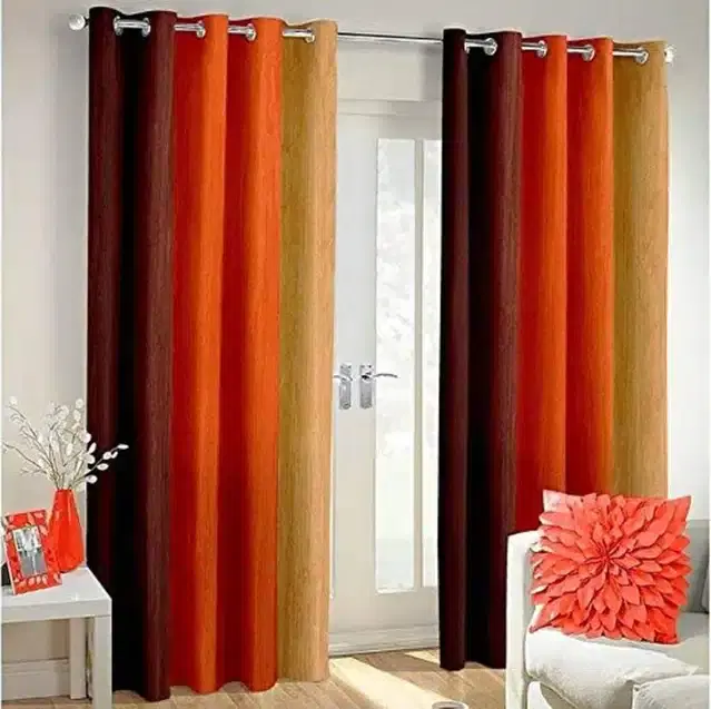 Polyester Solid Door & Window Curtains, Orange, 5 feet