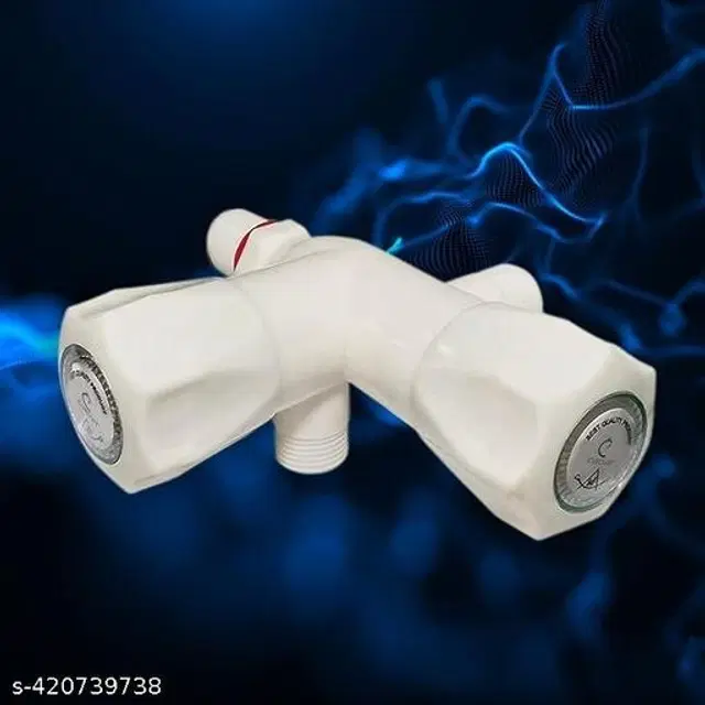 Plastic 2 in 1 Angle Neck Tap, White