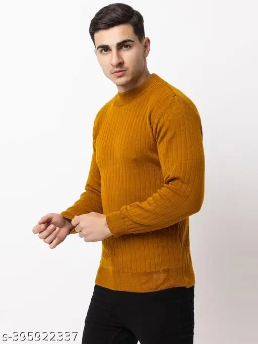 Full Sleeves Sweater for Men (Mustard, M)