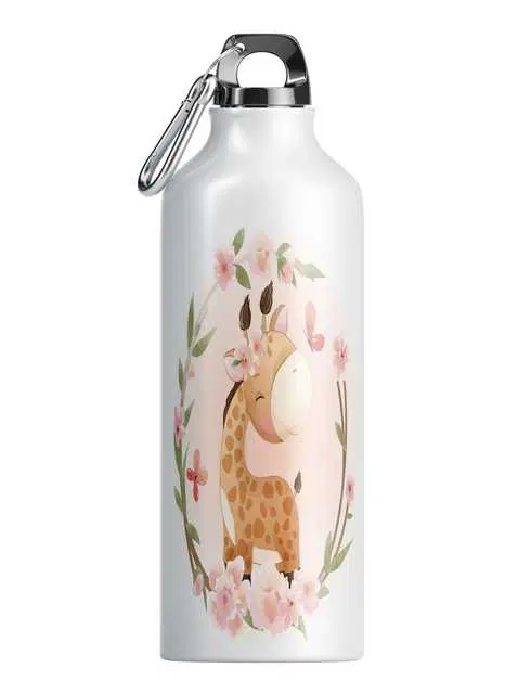 Printed Aluminium Cartoon Sipper Water Bottle for Kids, Multicolor, 600 ml, GT-439