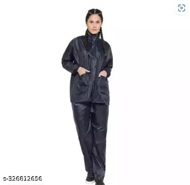Polyester Rain Coat for Men, Black, L
