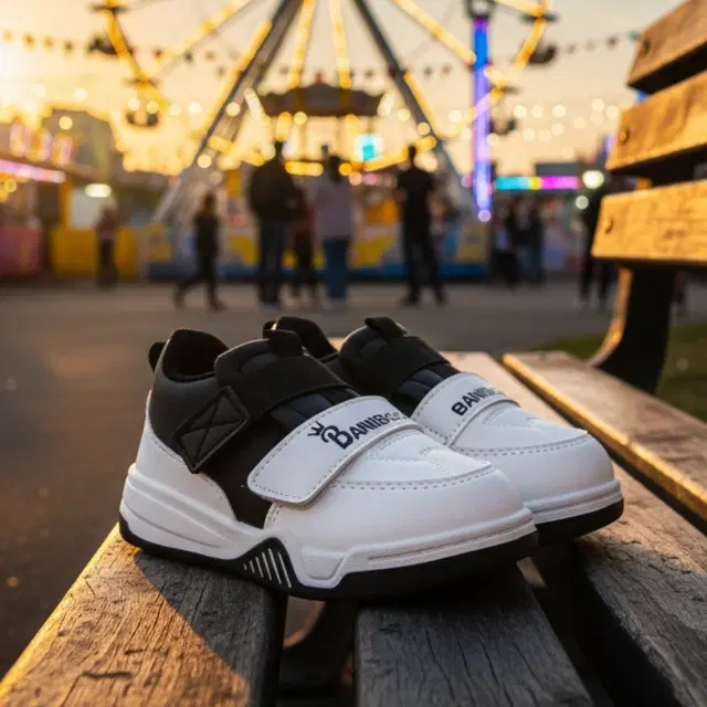 Casual Shoes for Kids (Black & White, 7 C)